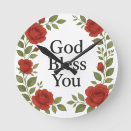 Relógio Redondo Deus Abençoe Você Rosa Floral Religiosa