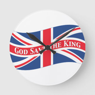 Relógio Redondo Deus salve o rei com o bandeira