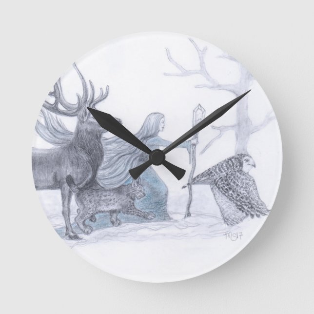 Relógio Redondo Deusa Cailleach Do Inverno (Frente)