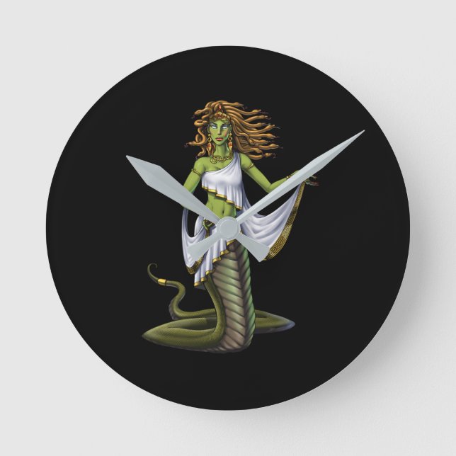 Relógio Redondo Deusa de mitologia grega Medusa (Frente)
