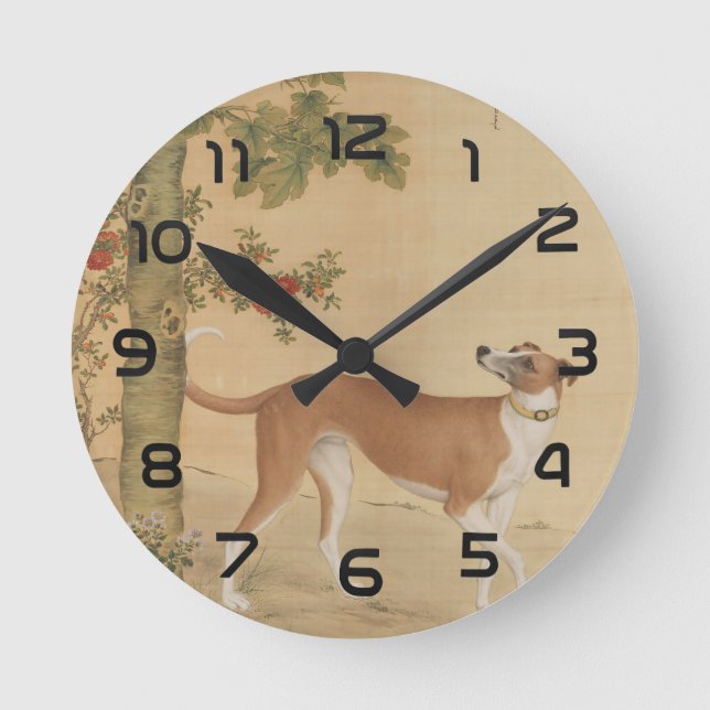 Relógio Redondo Dez Bons Hounds - Arte Fina Leopardo Amarelo-Tawny (Frente)