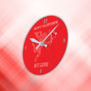 Relógio Redondo Dia de os namorados Feliz Minimalista Meu Amor em 