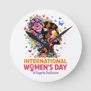 Relógio Redondo Dia Internacional da Mulher