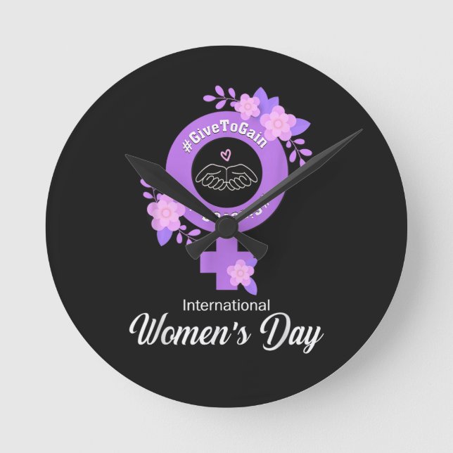 Relógio Redondo Dia Internacional da Mulher 8 de Março (Frente)