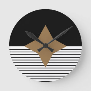 Relógio Redondo Diamante branco preto de Colorblock & de Brown