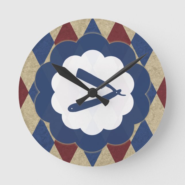 Relógio Redondo diamantes de barbearia (Frente)