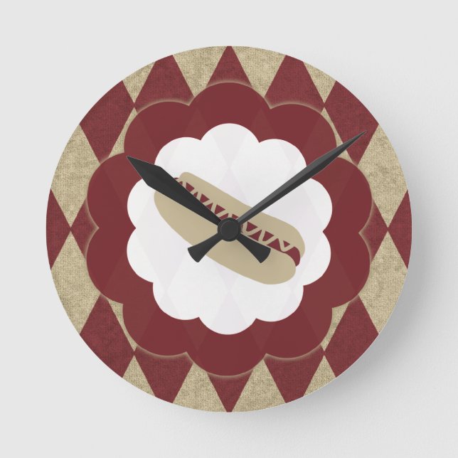 Relógio Redondo diamantes de cachorro quente (Frente)