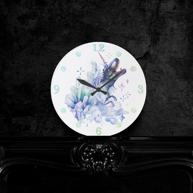 Relógio Redondo Dinocorn Crystal Dinosaur Unicorn Fantasy Unisaur (Criador carregado)