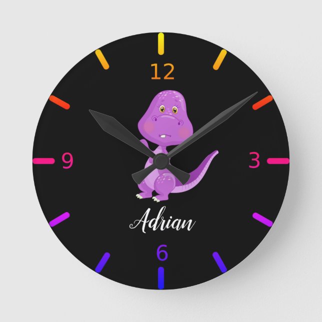 Relógio Redondo Dinossauro para Bebês Personalizado (Frente)