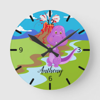 Relógio Redondo Dinossauro para Bebês Personalizado