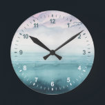 Relógio Redondo Disco no compartimento - Aquarela<br><div class="desc">Preso na Baía II por Grace Popp. Cena de aquarela com formas semelhantes a nuvens.</div>