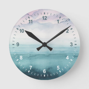 Relógio Redondo Disco no compartimento - Aquarela