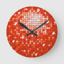 Relógio Redondo Disco Tiles Red print wall clock