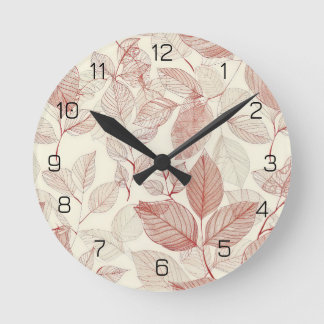 Relógio Redondo Dispersão Automática: Folhas Redundantes em Creme 