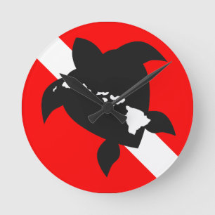 Relógio Redondo Dive Flag Turtle