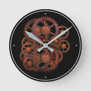 Relógio Redondo Diversão Steampunk Vintage Rusty 1800's Machinery 