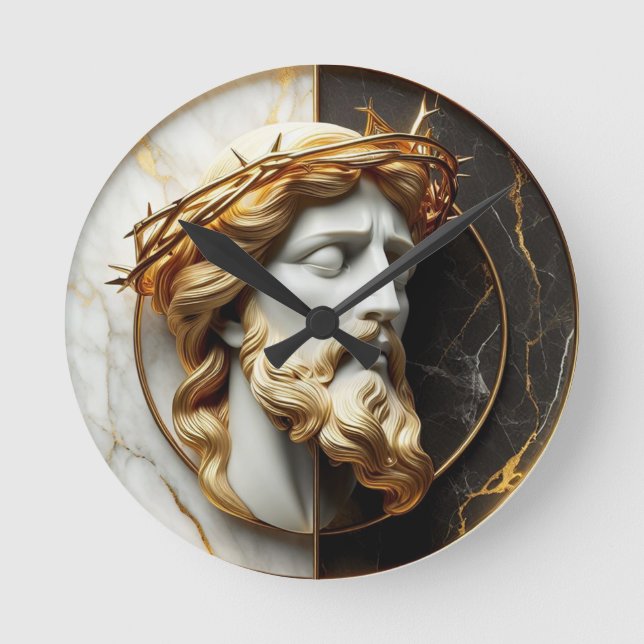 Relógio Redondo Divino Inglês Jesus olhando para os céus (Frente)