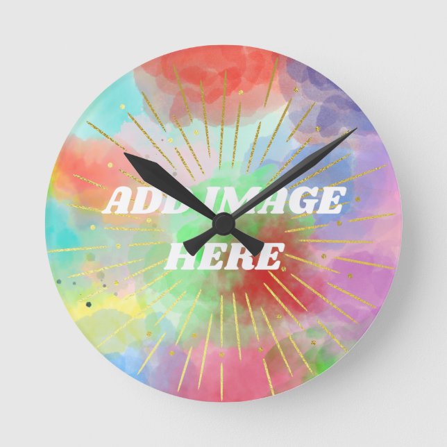 Relógio Redondo DIY Nuvens Coloridas de Aquarela Personalizadas de (Frente)