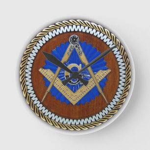 Relógio Redondo do freemason quadrado & compasso da conspiração