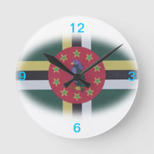 Relógio Redondo Dominica flag clock
