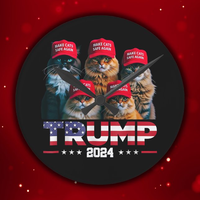 Relógio Redondo Donald Trump Torna Os Gatos Seguros Novamente Red  (Criador carregado)