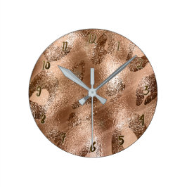 Relógio Redondo Dourado Bronze Onça Pintas de Leopardo Impressos P