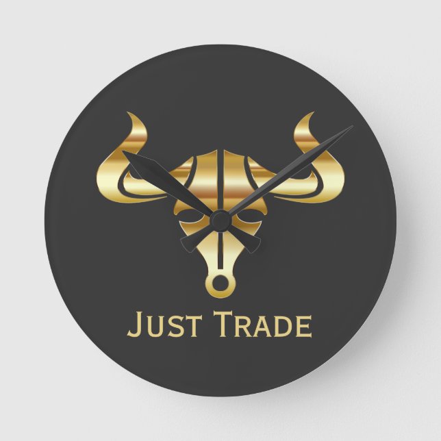 Relógio Redondo Dourado Bull Just Trade (Frente)