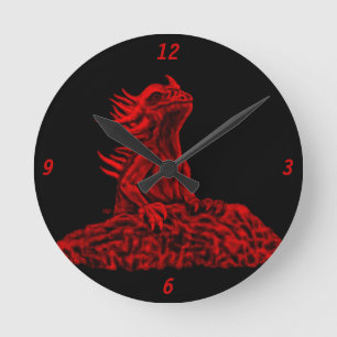 Relógio Redondo Dragão vermelho pequeno