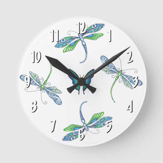 Relógio Redondo Dragonflies Wall Clock (Frente)