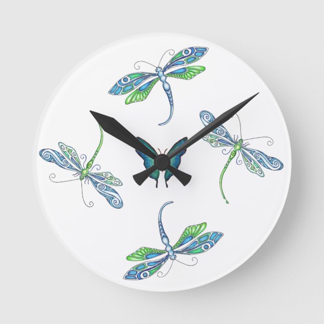 Relógio Redondo Dragonflies Wall Clock (Frente)