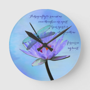 Relógio Redondo Dragonfly em Water Lily Sentimental Wall
