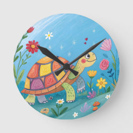 Relógio Redondo Drawing Baby Turtle