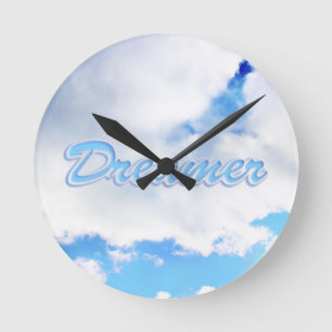 Relógio Redondo Dreamer Puffy White Clouds e Blue Sky