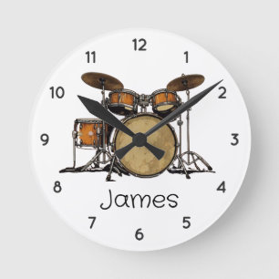 Relógio Redondo Drummer de Música do Conjunto de Tambores de Vinta