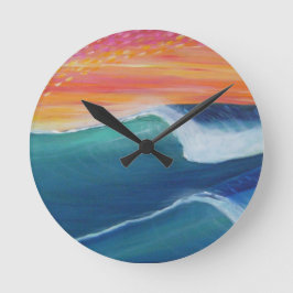 Relógio Redondo Duas ondas de céu laranja