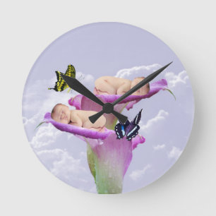 Relógio Redondo Duas vezes a alegria com o convite para chá de gêm