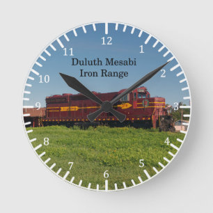 Relógio Redondo Duluth Mesabi Iron Range Locomotive clock