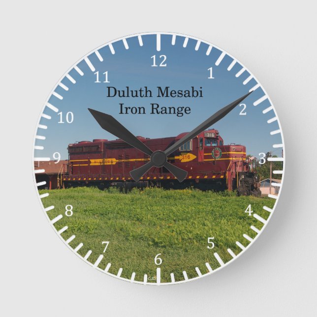Relógio Redondo Duluth Mesabi Iron Range Locomotive clock (Frente)