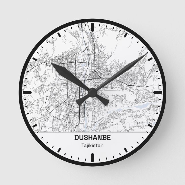 Relógio Redondo Dushanbe Clock City Line Art (Frente)