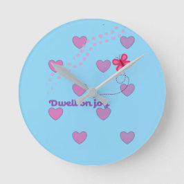 Relógio Redondo dwell on joy hearts and paw prints round clock