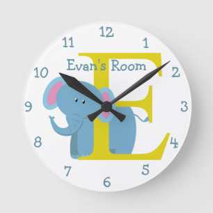 Relógio Redondo E é para o quarto do elefante e das Evan-Criança