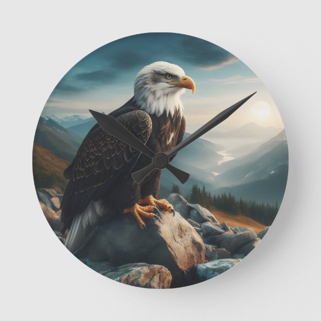 Relógio Redondo Eagle Perked em Rocky Terrain (Frente)