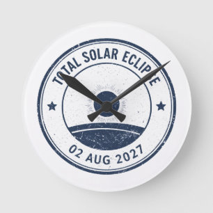 Relógio Redondo Eclipse Solar de 2 de agosto de 2027