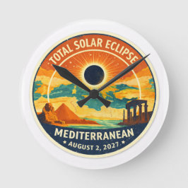 Relógio Redondo Eclipse solar mediterrâneo de 2027
