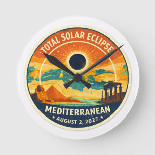Relógio Redondo Eclipse solar mediterrâneo de 2027