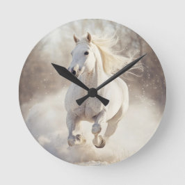 Relógio Redondo Elegant White Horse Wall Clock - Majestic Animal A