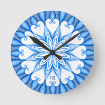 Elegante, branco estético e azul, Mandala, monogra