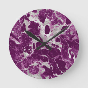 Relógio Redondo Elegante Chic Púrpura Violeta Padrão Abstrato