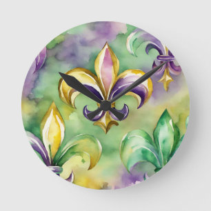 Relógio Redondo Elegante Mardi Gras Pastel