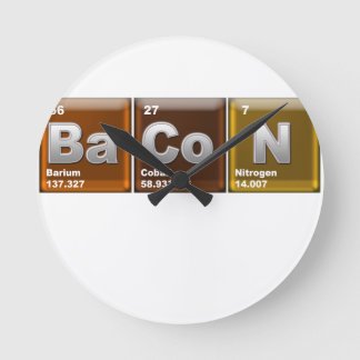 Relógio Redondo Elementos que soletram o "BACON "